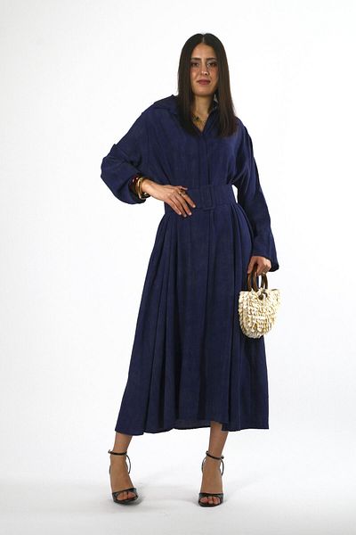 ABBRA Women's Belted Loose Dress with Pockets