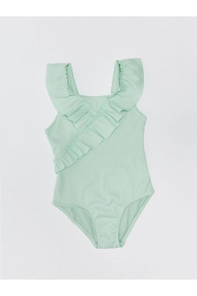 DEEP BEACH Frilly Striped Fabric Girl's Swimsuit DB200789CM