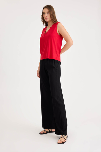 Vitrin Wide Leg Trousers with Elastic Waist