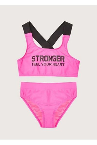 DEEP BEACH Text Printed Girl's Bikini Set Db200773bt