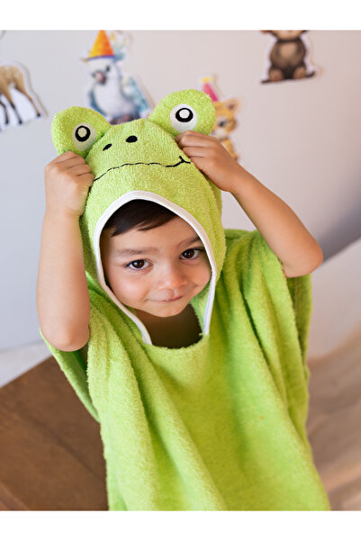 zenginhome منشفة شاطئ بونشو للأطفال (3-8 سنوات) مصنوعة من القطن من الداخل وال...