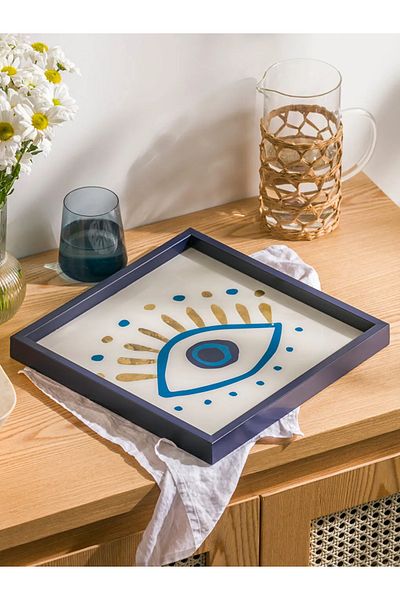 LC Waikiki Lcw Home Mixed Eye Printed Decorative Tray 33X33 cm