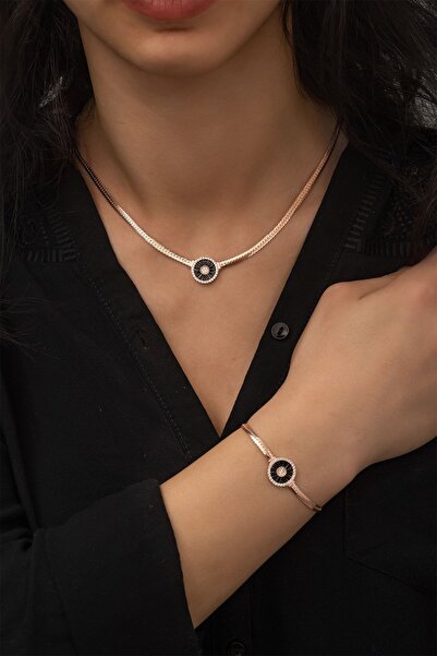 Papatya Silver Yassı Zincir Kolye Bileklik İkili Trapez Taşlı Takım 925 Ayar ...