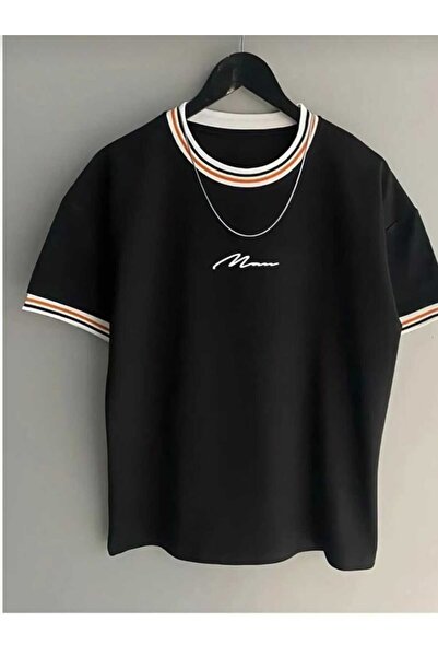 dwnwear ΜΑΥΡΟ ΛΕΥΚΟ ΜΑΝΙΚΙ T-SHIRT