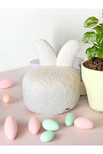 S Home Design Concept Bunny Peluş Tavşan Koltuk Mini Çocuk Sandelye Puf, Beyaz