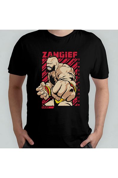 Pixxa Μπλουζάκι με λαιμόκοψη με λαιμόκοψη Zangief Model Unisex