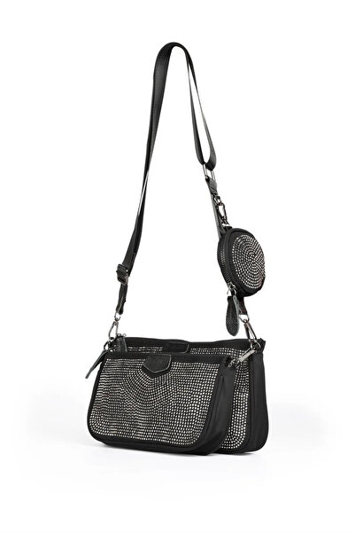 Catwins حقيبة كتف نسائية فاخرة بحزام كتف أسود 16644