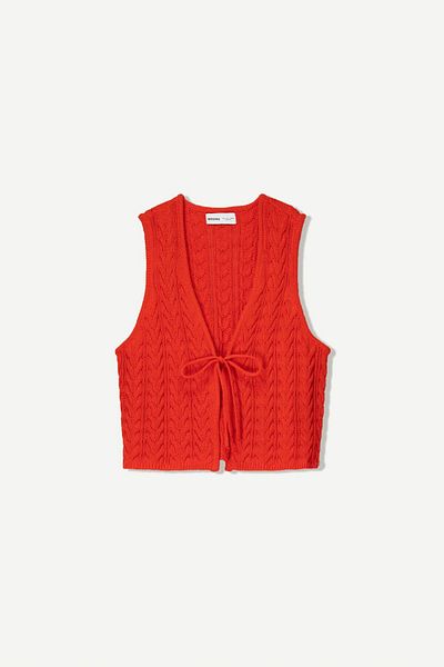Bershka Rustic vest with tie detail