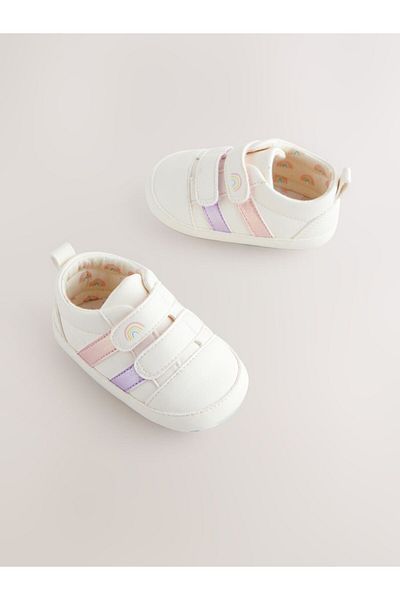 Next Baby White Rainbow Patterned Soft Sole Baby Sneakers