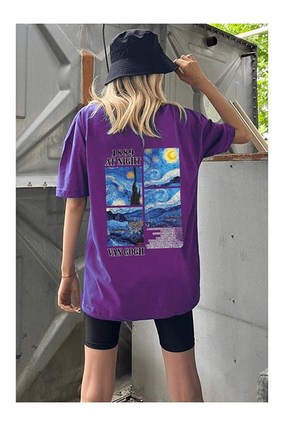 uyguntarz Μπλουζάκι Unisex Van Gogh με στάμπα Oversize