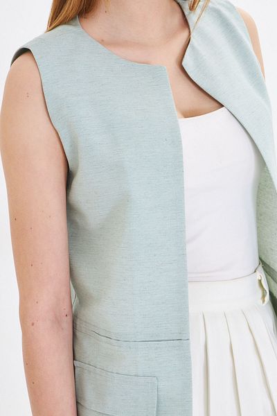 armonika Women's Mint Crew Neck Vest with Stitching Detail on the Waist Arm-25Y 001019