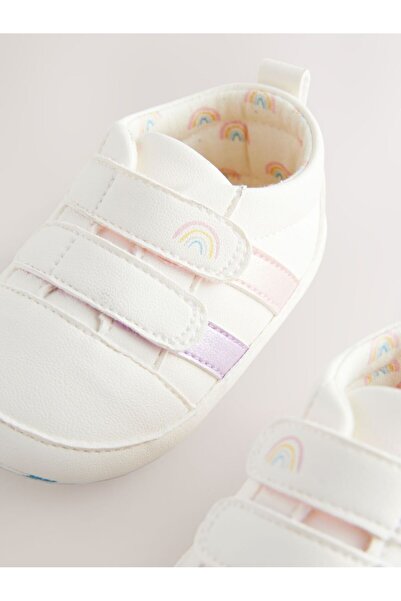 Next Baby White Rainbow Patterned Soft Sole Baby Sneakers