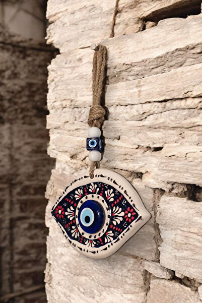 Revard Home Nazar Boncuklu Seramik Lacivert Dantel Desenli Göz Figürlü Dekora...