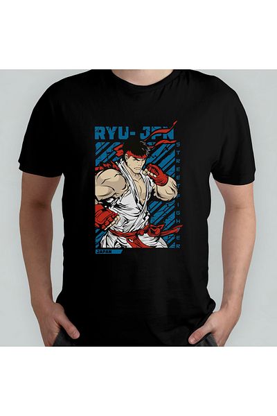 Pixxa Μπλουζάκι Ryu Street Fighter Unisex 100% βαμβακερό ποδηλατικό μπλουζάκι