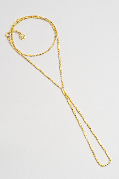 So CHIC... Minimal Stil 18 Ayar Sarı Altın Kaplama 38 Cm Gümüş Şahmeran