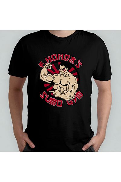 Pixxa Μπλουζάκι Unisex Street Fighter Honda Gym Fitness Βαμβακερό ποδηλατικό μπλουζάκι Μοντέλο 1