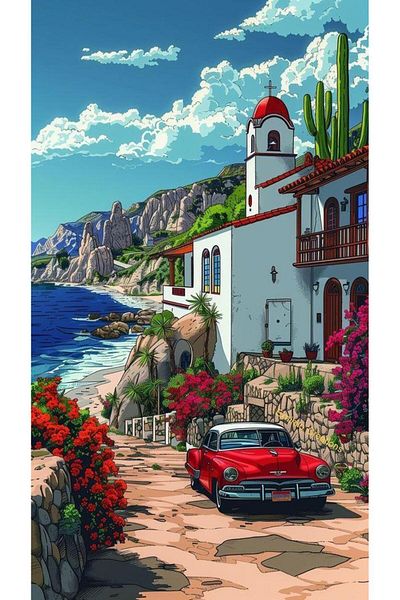 pixartsanat Classic 40X60 Art Diamond Mosaic Painting on the Beach