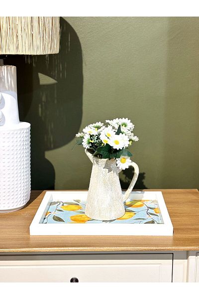 DEKORMED DECORATIVE LEMON PATTERNED TRAY/BOARD/ORGANIZER