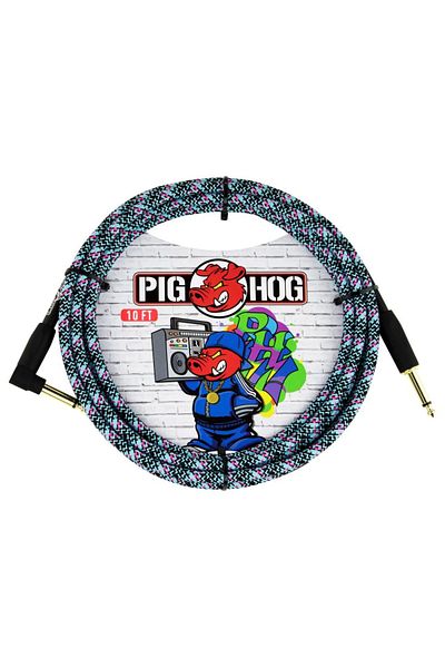 Pig Hog Vintage Series 1/4 Instrument Cable (Blue Graffiti 3 Meters Direct - Angle)