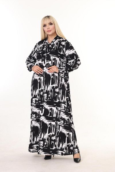 mami butik Standard Plus Size Tie Neck Loose Fit Viscose Combed Cotton Dress