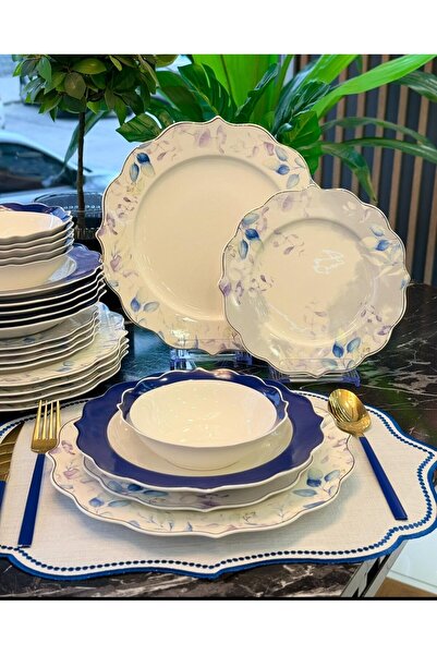 Onedekor 24 Parça Porselen Yemek Takımı Bellini Blue