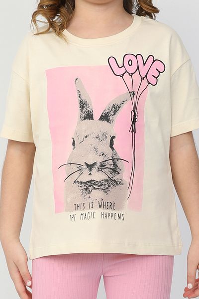 e-çocuk Love Rabbit Printed Top and Bottom Set 6485