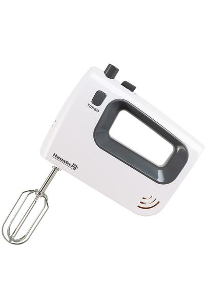 Hausberg Mixer de mana Hausberg HB-4120AB, 300W ,5 viteze, Functie Turbo, Teluri si carlige metalice, Alb/Gri