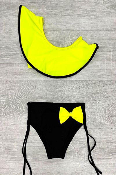 DeKuBaby New Season 2 Pieces, Valonlu, One Shoulder, Bow Tie-Up Very Stylish and Cool Girl's Bikini Set