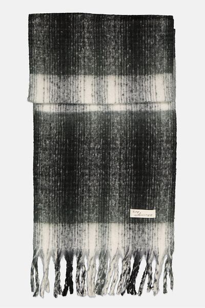 Vintage America Women Textured Scarf 220 L X 42 H Cm, Black