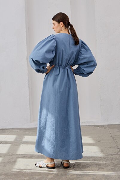 QANU Бавовняна сукня з рюшами Indigo