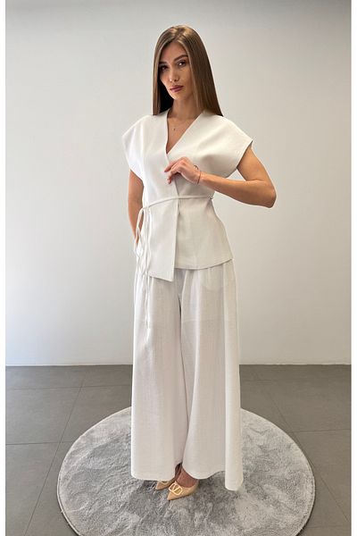 ossons Lace up Vest Pants Suit