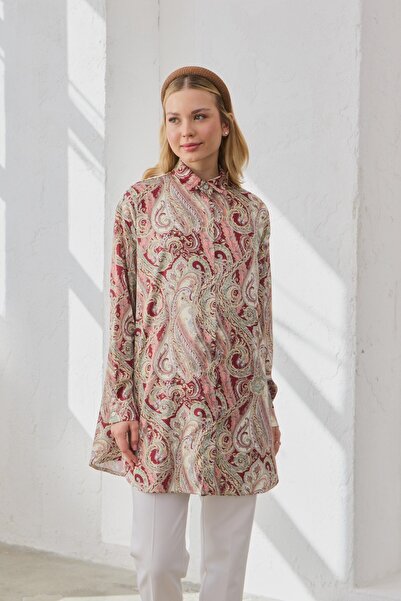 QANU Πουκάμισο με σχέδιο μπορντό