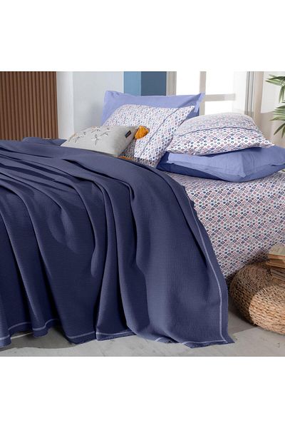 Sarev Abel Navy Blue Single 100% Cotton Pique Set
