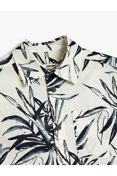 Koton Cotton Short Sleeve Single Pocket Ecru Boy's Shirt 5Skb60039Tw