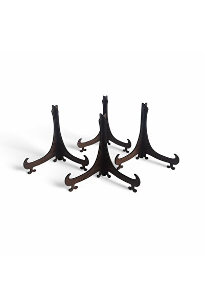 Genel Markalar Tabak ve Süs Levhaları Antik Kesim Gerçek Ahşap 4'lü Tabak Teşhir Ayağı 13x11