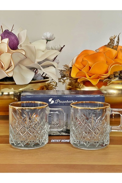 P&ORA PREMIUM KITCHEN PRODUCTS Timeless Real Gold-Plated 2-Piece Mug Set, Tea Cup, Coffee Set, Tea Set, Gift Dowry Set