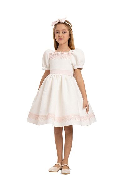 Pamina 3-7 Years Old Family Elliptical Girl's Dress with Hair Accessories