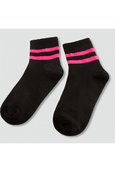 İlke جوارب جامعية مخططة 8*28 - أسود