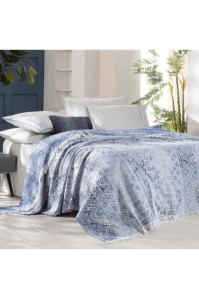 Sarev Raina Blue Single 100% Cotton Yarn Dyed Pique Set