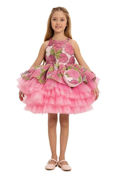Pamina Füzya Children's Evening Dress 3-7 Years Old Floral Patterned