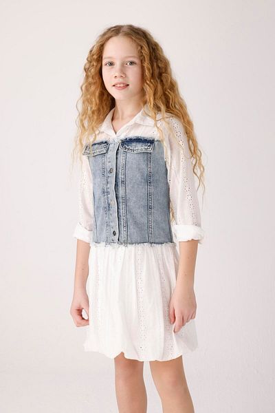 JENA Girl's Denim Piece Embroidered Dress 8-14 Years Blue