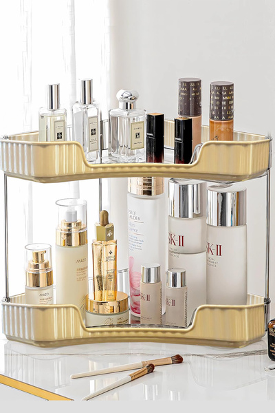 Tugomer 2 Katlı Baharatlık Stand - Makyaj Takı Organizer Köşeli Kozmetik Düzenleyici Çok Amaçlı Organizer