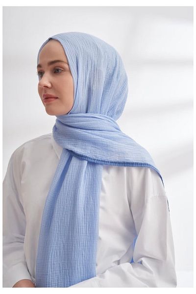 ARMANDA Şal de muselină din bumbac - Baby Blue