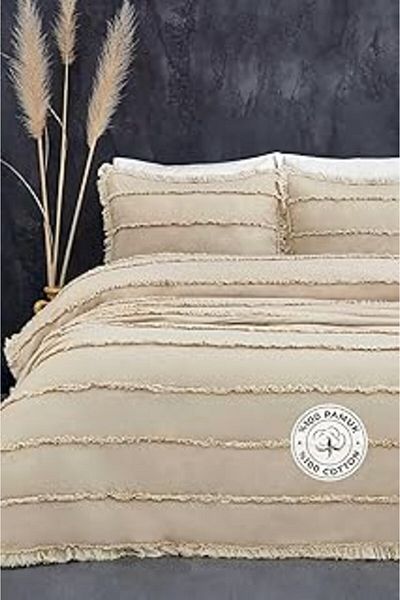 Mu Art Ahşap Evren Home Collection Cotton Echos Bedspread Set Daily Single 2 Piece Padded Handwork B