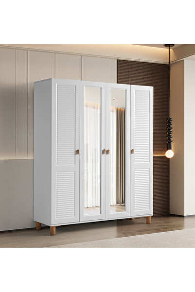 Pema Home Favori %100 Mdf Membran 4 Kapaklı Dolap Gardırop