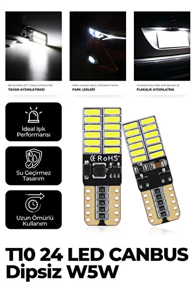 ASTRA LED T10 Dipsiz W5w Canbus 3030 6 Ledli Beyaz Park Plaka Ampülü (2 ADET)...