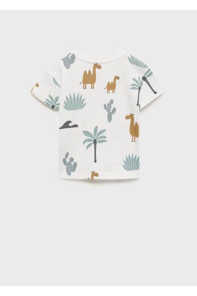 MANGO Baby Βαμβακερό μπλουζάκι με σχέδιο βάρκα