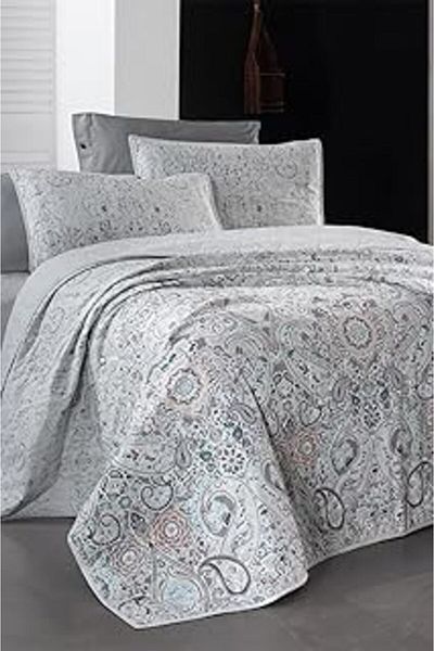 Mu Art Ahşap Sarev opava gray mood comfort single %100 cotton bedspread set