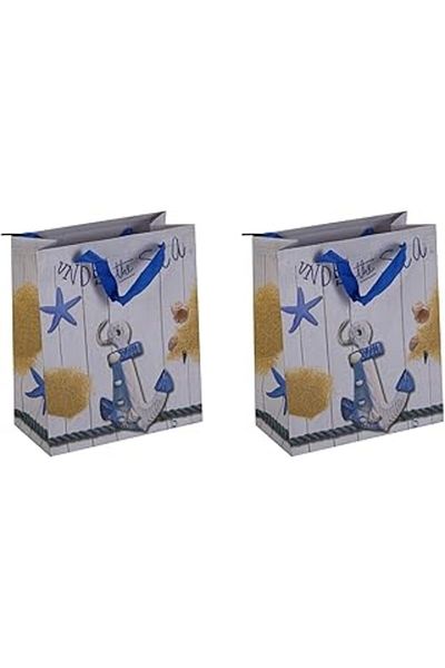 Mu Art Ahşap Gift Bag Set 2 Pieces, Italian Design, Sailor's Bag 22X19X10Cm