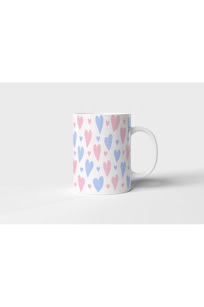 rk tasarım Stylish and Modern Heart Pattern Ceramic Mug